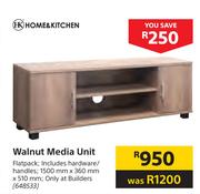 Home & Kitchen Walnut Media Unit 1500mm x 360mm x 510mm