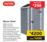 Keter Manor Shed 1980mm(h) x 1040mm(w) x   1300mm(d)