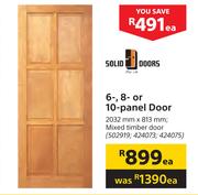 Solid Doors 6-, 8- Or 10- Panel Mixed Timber Door 2032mm x 813mm-Each