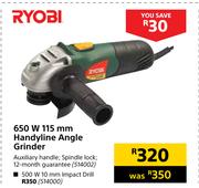 Ryobi 650W 115mm Handyline Angle Grinder