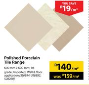 Polished Porcelain Tile Range 600mm X 600mm-PerSqm