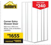 Builders Corner Entry Shower Door White-900mm x 900mm