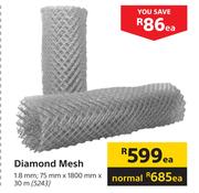 Diamond Mesh-1.8mm, 75mm x 1800mm x 30m Each