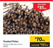 Treated Poles-75mm x 100mm x 2.4m Each