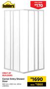 Builders Corner Entry Shower Door White 900mm x 900mm