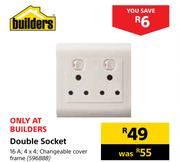 Double Socket 4 x 4 16A, Changeable Cover Frame