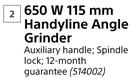 Ryobi 650W 115mm Handyline Angle Grinder-Each