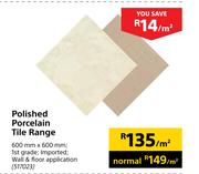 Polished Porcelain Tile Range-600mm x 600mm Per Sqm