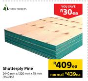 York Timbers Shutterply Pine-2440mm x 1220mm x 18mm Each