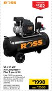 Ross 50Ltr 1.1kW Air Compressor Plus 5-Piece Kit