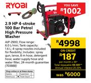Ryobi 2.9 HP 4 Stroke 100 Bar Petrol High Pressure Washer