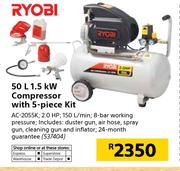 Ryobi 50Ltr 1.5KW Compressor With 5 Piece Kit AC-2055K