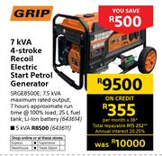 Grip 7 KVA 4 Stroke Recoil Electric Start Petrol Generator SRGE8500E