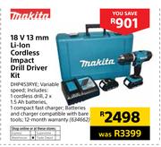 Makita 18V 13mm Li-Ion Cordless Impact Drill Driver Kit DHP453RYE