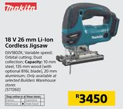 Makita 18V 26mm Li-Ion Cordless Jigsaw DJV180ZK