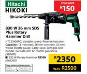 Hitachi Hikoki 830W 26mm SDS Plus Rotary Hammer Drill HTC DH26PC
