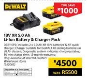 Dewalt 18V XR 5.0Ah Li-Ion Battery & Charger Pack DCB115P2