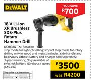 Dewalt 18V Li-Ion XR Brushless SDS-Plus Rotary Hammer Drill DCH133NT-XI