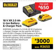 Dewalt 18V XR 2.0Ah Li-Ion Battery & Charger Pack DCB1150D