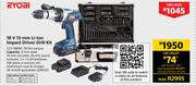 Ryobi 18V 13mm Li-Ion Impact Driver Drill Kit