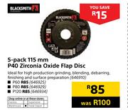 Blacksmith 5-Pack 115mm P120 Zirconia Oxide Flap Disc