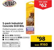 Ruwag 5-Pack Metal Concrete Drill Bits 