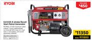 Ryobi 6.8kVA 4-Stroke Recoil Electric Start Petrol Generator RG7900