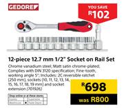 Gedore 12-Piece 12.7mm 1/2" Socket On Rail Set