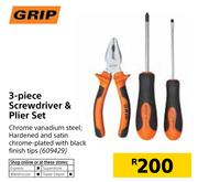Grip 3-Piece Screwdriver & Plier Set