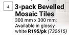 Lusso 3 Pack Bevelled Mosaic Tiles-300mm x 300mm Per Pack