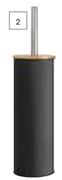 Lusso Toilet Brush Holder (Black & Bamboo)