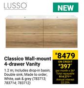 Builders Classico Wall Mount 4 Drawer Vanity
