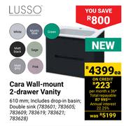 Lusso Cara Wall Mount 2 Drawer Vanity-Each