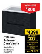 610mm 2 Drawer Cara Vanity