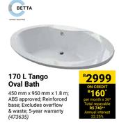 Betta 170L Tango Oval Bath