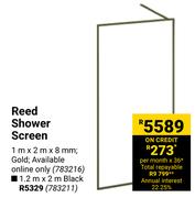 Reed Shower Screen (Gold) 1m x 2m x 8mm