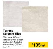 Terreno Ceramic Tiles-500mm x 500mm Per Sqm 
