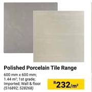 Polished Porcelain Tile Range-600mm x 600mm Per Sqm