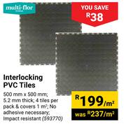 Multi Flor Interlocking PVC Tiles-500mm x 500mm Per Sqm