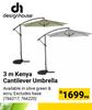 Design House 3m Kenya Cantilever Umbrella-Each