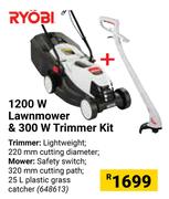 Ryobi 1200W Lawnmower & 300W Trimmer Kit