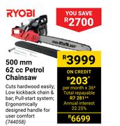 Ryobi 500mm 62cc Petrol Chainsaw