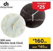 Designhouse 300mm Marble-Look Clock-Each