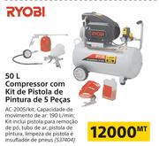 Ryobi 50L Compressor com Kit de Pistola de Pintura de 5 Pecas