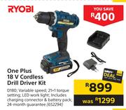 Ryobi One Plus 18V Cordless Drill Driver Kit D180