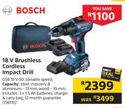 Bosch 18V Brushless Cordless Impact Drill GSB 18V-50