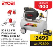 Ryobi 50L 1.5kW Compressor With 5 Piece Kit C-2055K