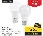 Light Worx 9W LED A60 Globes-Each