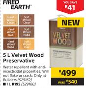 Fired Earth 5L Velvet Wood Preservative