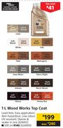 Fired Earth Wood Works Top Coat-1Ltr